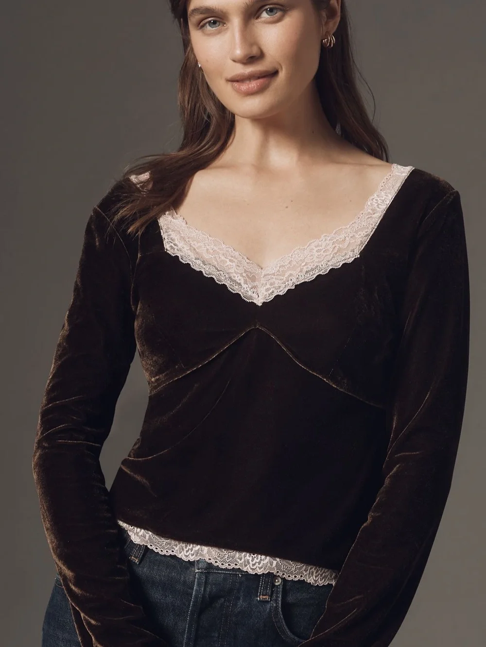 BNWT Anthropologie Velvet/Lace Blouse